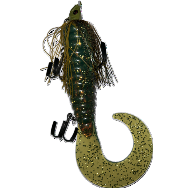 Spinwright 1oz Swim Jig - Huge Curly RIGGED